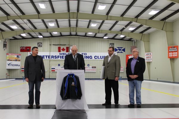 James Bezan (MP Selkirk-Interlake), Allan Croy (PCC President), Peter Bjornson (MLA Gimli), and Don Forfar (Mayor, RM of St. Andrews)